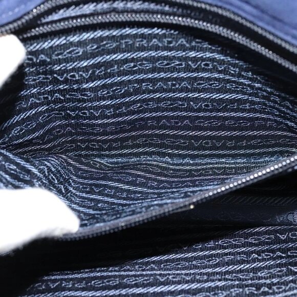 PRADA Chain Hand Bag Suede Navy Gold Auth yk17929 - Picture 14 of 16